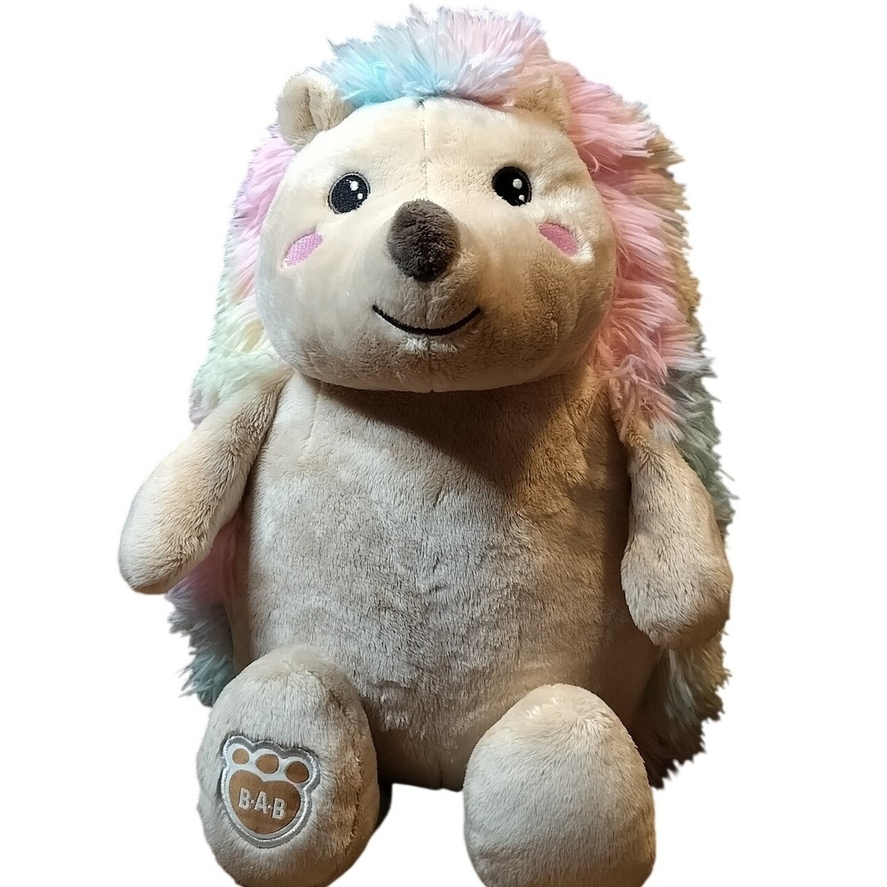 Build-A-Bear Cool Quills‎ Hedgehog 16 in Embroidered Pink Cheeks, Tie Dye Fur